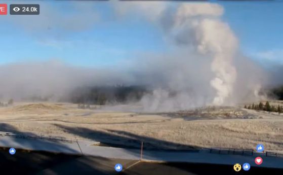 Гледайте на живо активността на гейзера "Олд Фейтфул" в Йелоустоун (стрийм)