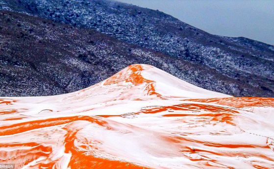 Снимки на снега, паднал в Сахара за първи път от 37 години