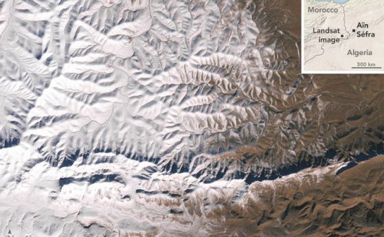 НАСА показа сателитна снимка на снега в Сахара