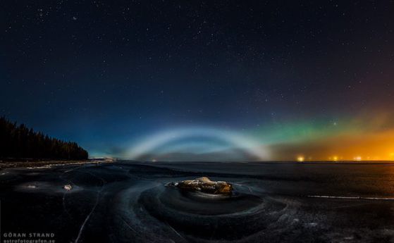 Шведски фотограф засне бяла дъга на фона на полярно сияние (снимки)
