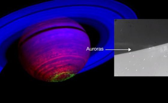 "Касини" засне южното полярно сияние на Сатурн (видео)