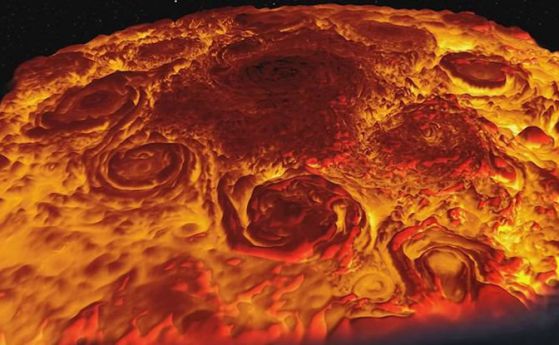 Гмурнете се в Северния полюс на Юпитер с невероятните анимации на НАСА (видео)