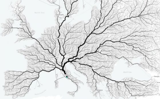 Интерактивна карта показва колко много пътища водят до Рим
