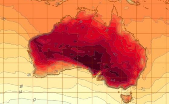 Гореща вълна в Австралия. Температурите достигат 49,3 градуса (видео)