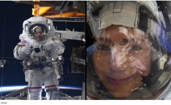Астронавт засне епично селфи в отражение на космическата станция
