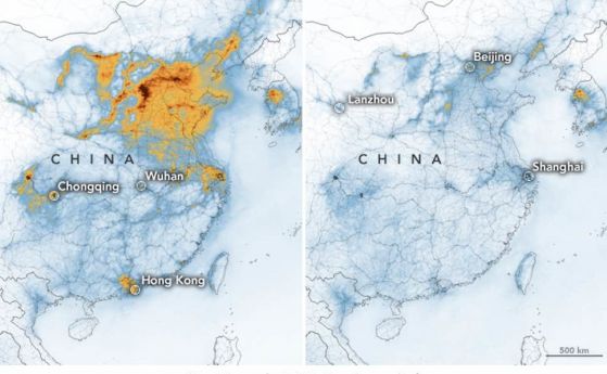 Коронавирусът очисти въздуха: Драстичен спад на замърсяването над Китай