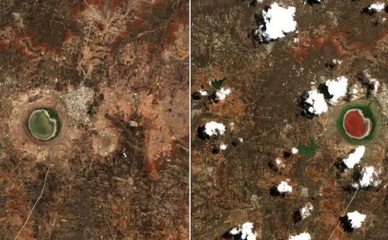 Метеоритно кратерно езеро в Индия загадъчно промени цвета си за една нощ