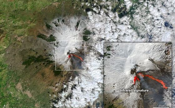 Изригванията на вулкана Етна, наблюдавани от космоса (сателитни снимки)