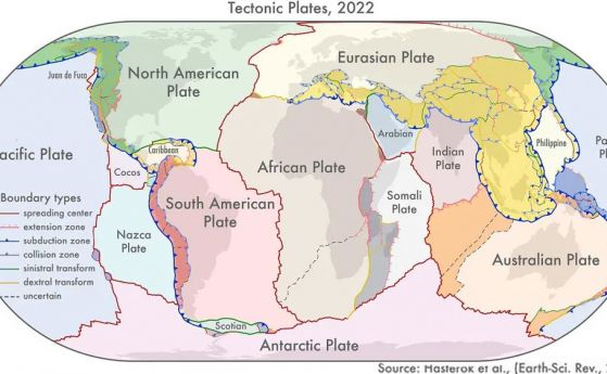Актуализирани са картите на тектоничните плочи (видео)