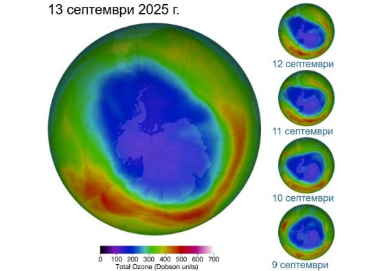 Последни данни за озоновия слой. Кредит: NASA