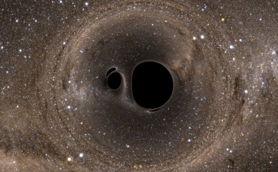 Преди да се сблъскат, две черни дупки усукват пространство-времето на възли