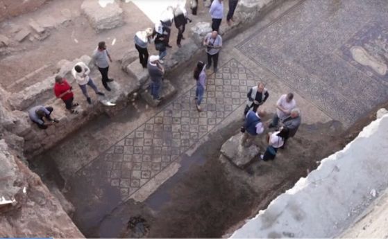 Смайваща мозайка от IV в. с митологични сюжети е открита в разкъсваната от война Сирия (видео)