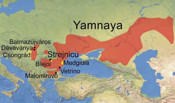 Карта на общото разпространение на Ямната култура