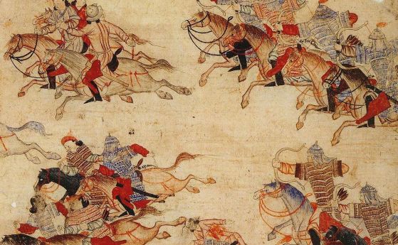 монголски конни стрелци в битка.