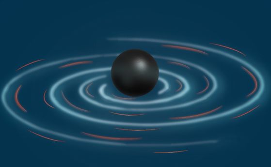 Илюстрация на художник на черна дупка, която звъни в стабилно състояние