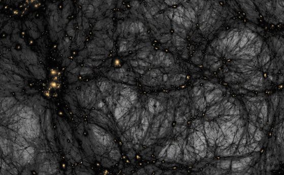 Илюстрация, показваща разпределението на тъмната материя във Вселената.