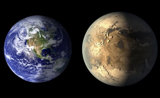 Земята в сравнение с екзопланетата Kepler-186f.