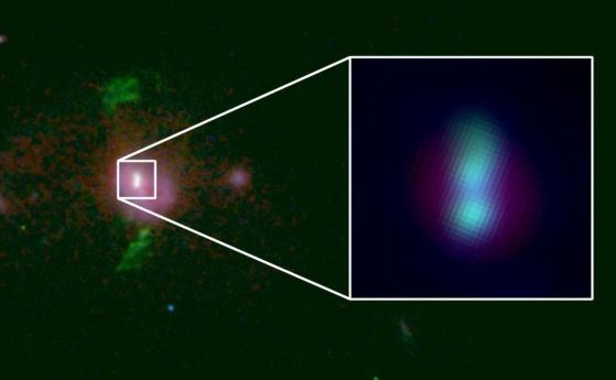 Галактика, разположена на около 2,5 милиарда светлинни години, има двойка свръхмасивни черни дупки. Ще се слеят ли?