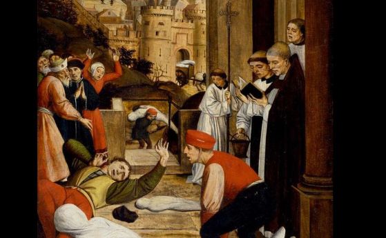 Избухване на чума в Италия през VII век, нарисувано от Josse Lieferinxe