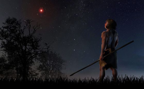 Звездата на Шолц, видяна от Земята преди 70 000 години.