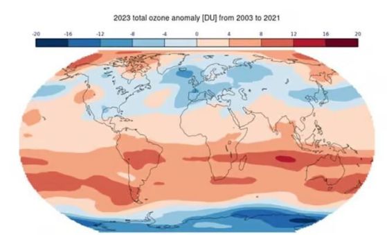 Карта на нивата на озона по света