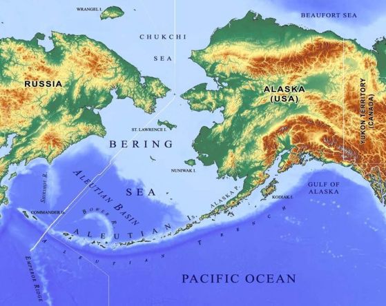Физическа география на Аляска и Берингово море, където някога е имало сухопътен проток, през който са преминавали нашите ранни предци.