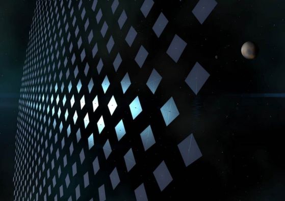 Художествена интерпретация на проект Dragonfly, проучване за междузвезден космически кораб.