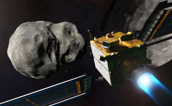 Илюстрация на мисията DART на НАСА, предназначена да тества технология за отклоняване на астероиди