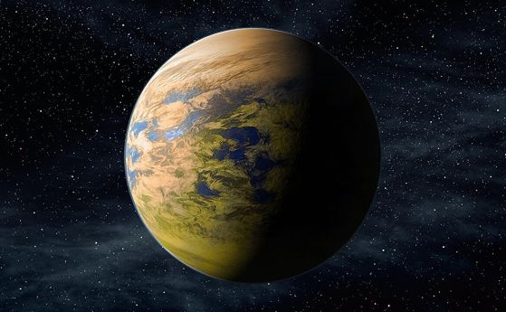 Художествена концепция за облачна екзопланета, подобна на Земята, с цветна биота в облаците