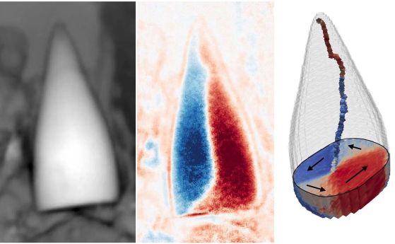 Микроскопска и магнитна характеристика на гигантски магнитофосил с форма на копие