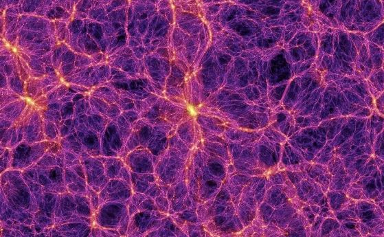 Симулация, показваща мрежата от галактики и войдове в космоса. 