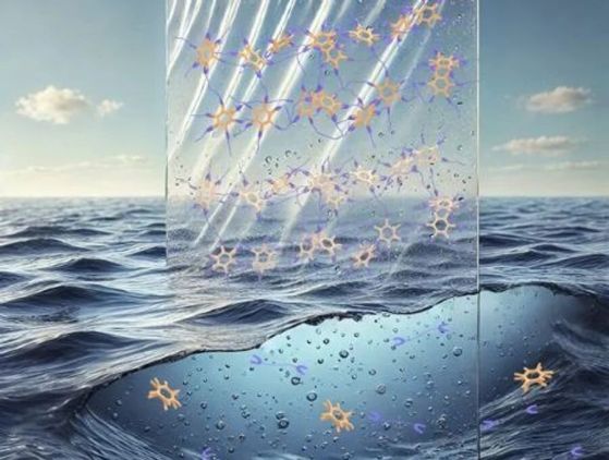 Художествено представяне на новата пластмаса на RIKEN в морска вода. Кредит: RIKEN