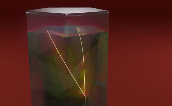 Илюстрация на две вплетени частици в петизмерна класическа теория. Нелокалните корелации между вплетените частици, установени от гледна точка на наблюдател, произтичат от строго локални процеси по световните линии на частиците, свързани чрез споделено съб