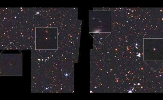 четири от деветте странни галактики, които астрономите наричат ​​"Астрономически птичечовки"