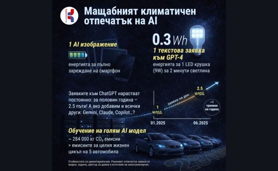 Как милиарди ежедневни AI запитвания се превръщат в реално потребление на енергия и емисии