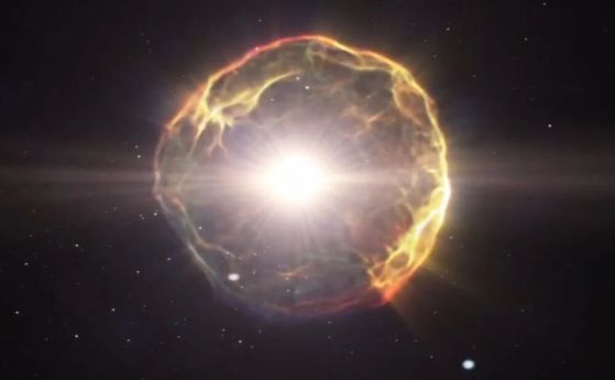 Илюстрация на експлозия на свръхнова, направена от художник.