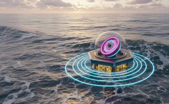 поплавък върху вълни