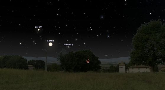 Меркурий и Венера - симулация в програмата Stellarium