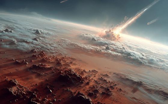 удар на астероид на Марс