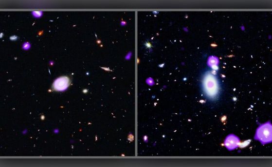 Рентгенови, оптични и инфрачервени изображения на J033225 и J033215.