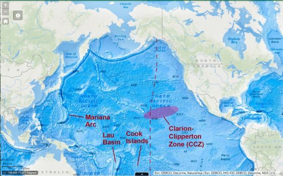 Местоположения на зоната Кларион-Клипъртън. Кредит: U.S. Geological Survey