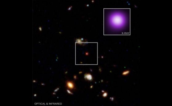 Ярко лилаво петно на фона на звездно небе