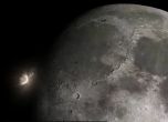 Стоп-кадър от анимационното видео на горния етап на SpaceX, удрящ лунната повърхност.