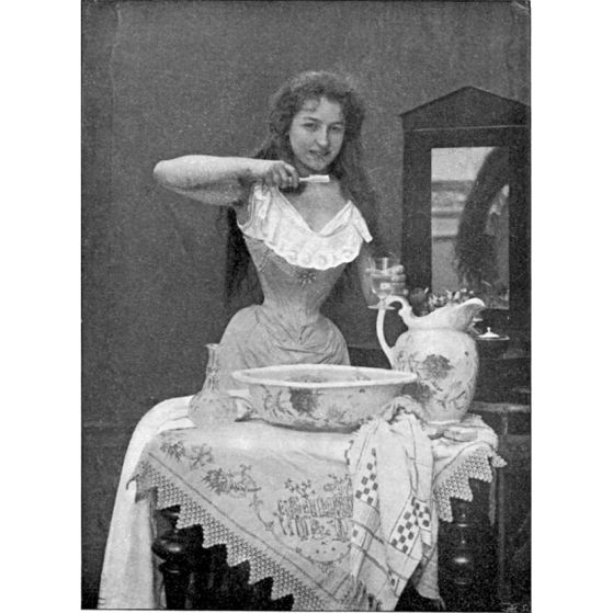 Снимка от 1899 г., показваща използването на четка за зъби