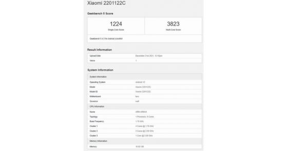 Xiaomi 12 Pro със Snapdragon 8 Gen 1 се появи в Geekbench