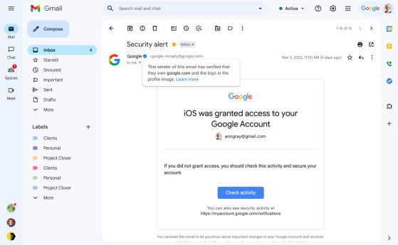 Gmail въвежда сини отметки за проверени акаунти, за да предотврати опитите за фишинг