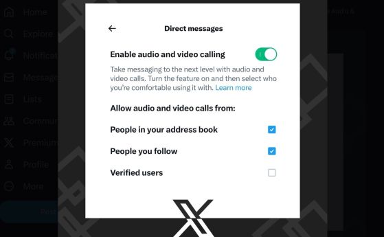 Потребителите на Х ще могат да провеждат гласови и видео разговори