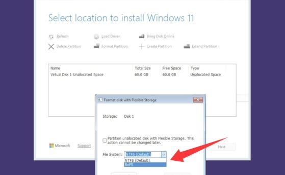 Вече ще може да избирате файловата система при инсталиране на Windows 11
