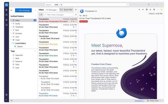 Mozilla Thunderbird засилва конкуренцията си с Gmail