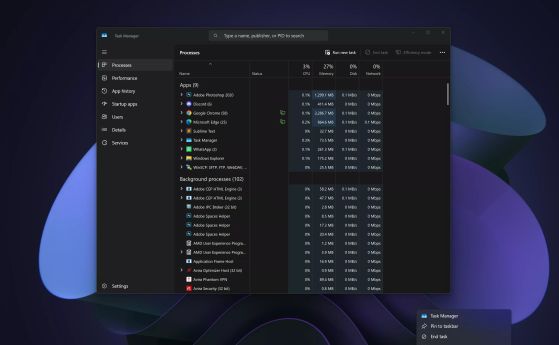 Windows 11 добавя бутон End Task в лентата на задачите